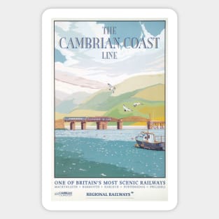 The Cambrian Coast Line - Vintage Railway Travel Poster - 1960s Sticker